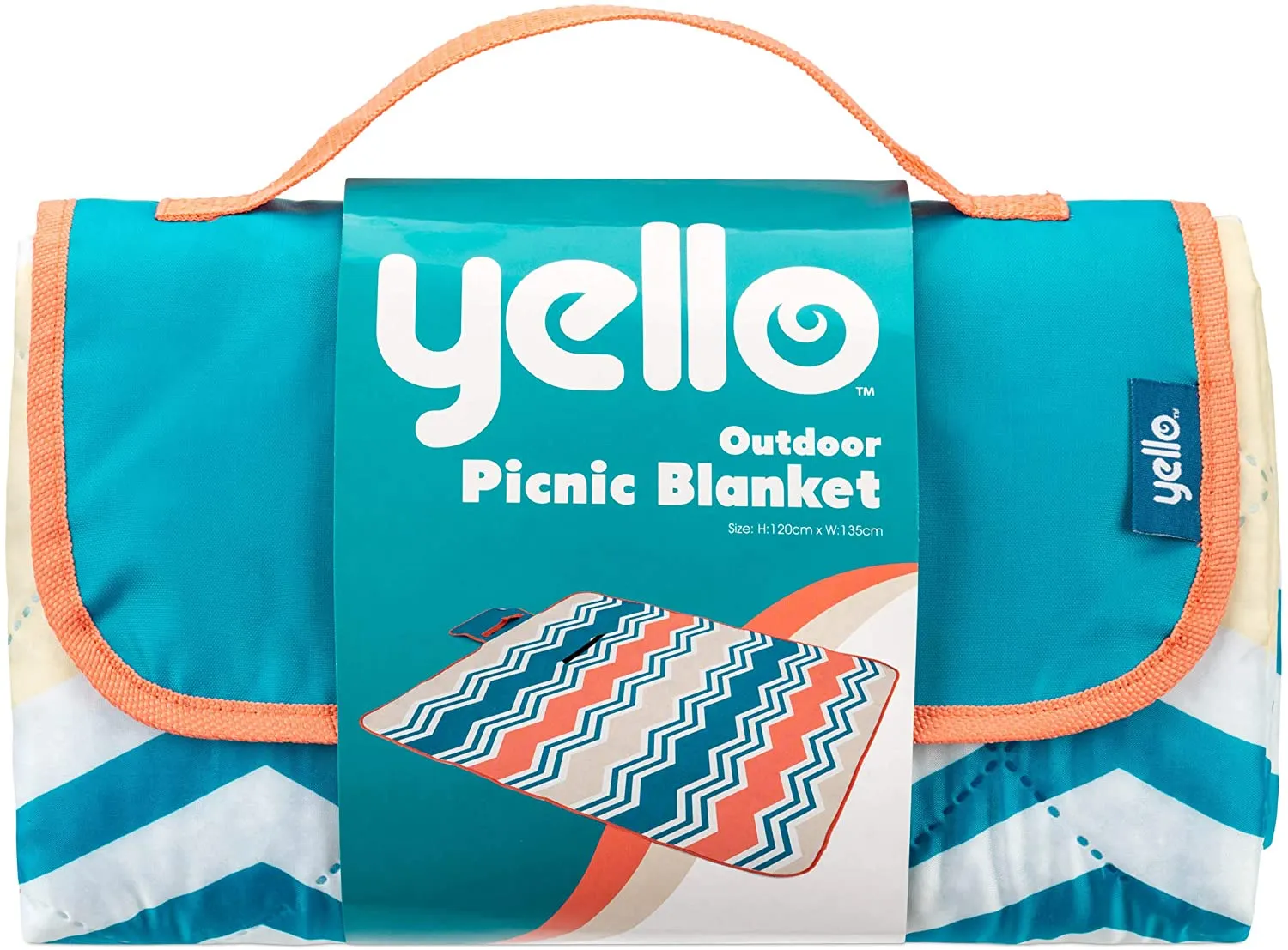 Yello Folding Picnic Blanket Zig Zag Design