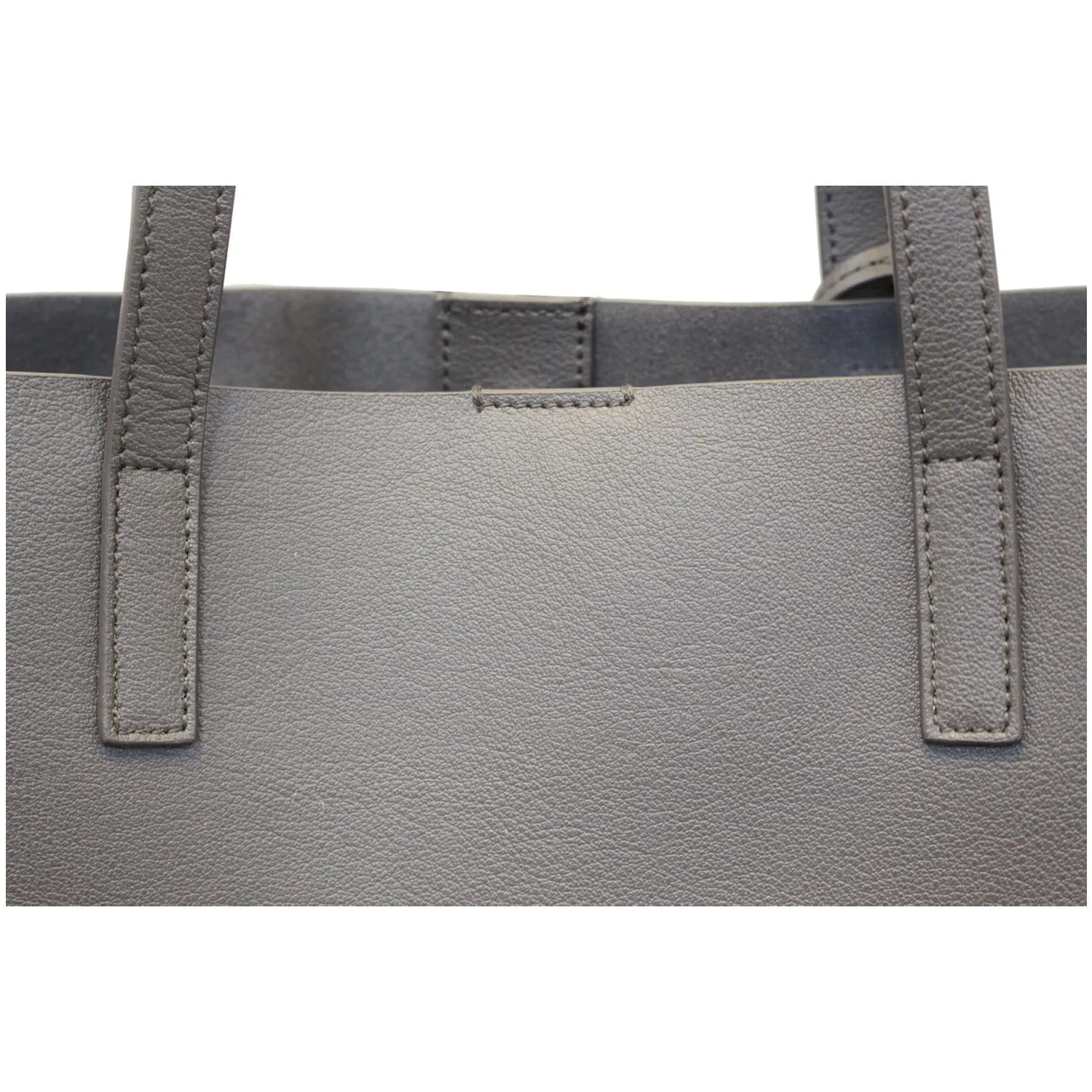 Yves Saint Laurent Leather Shopping Tote Bag Grey