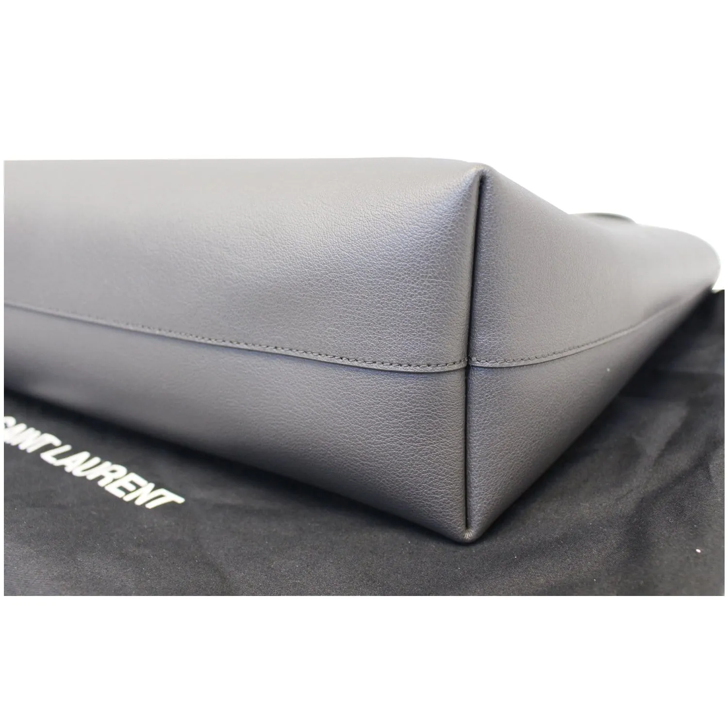Yves Saint Laurent Leather Shopping Tote Bag Grey