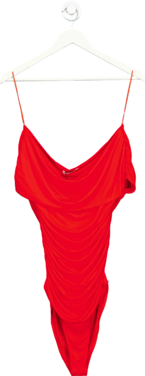 Zara Red Ruched Swimsuit UK L