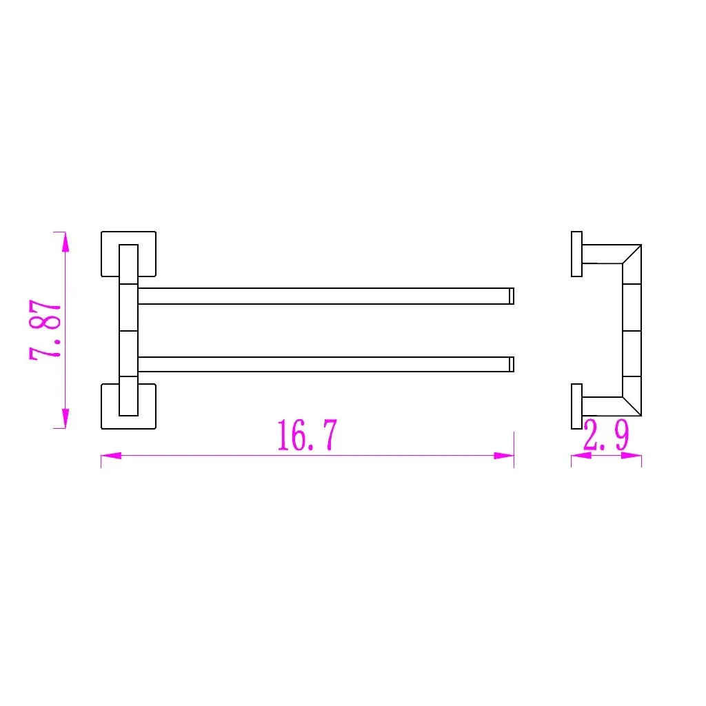 Zurich Double Towel Bar - Wall Mount - 17" Brass/Polished Chrome