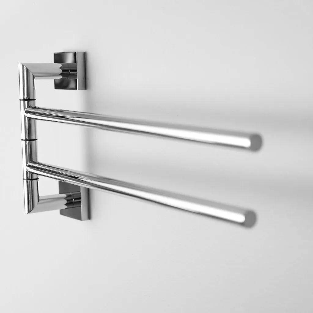 Zurich Double Towel Bar - Wall Mount - 17" Brass/Polished Chrome