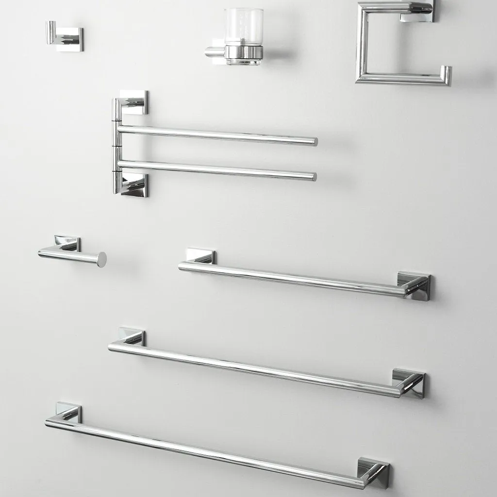 Zurich Double Towel Bar - Wall Mount - 17" Brass/Polished Chrome