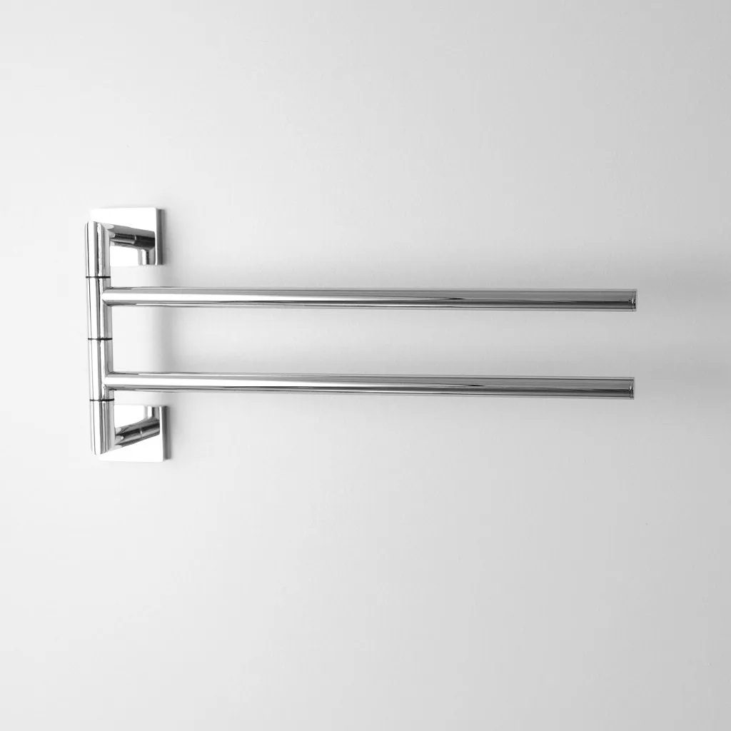 Zurich Double Towel Bar - Wall Mount - 17" Brass/Polished Chrome